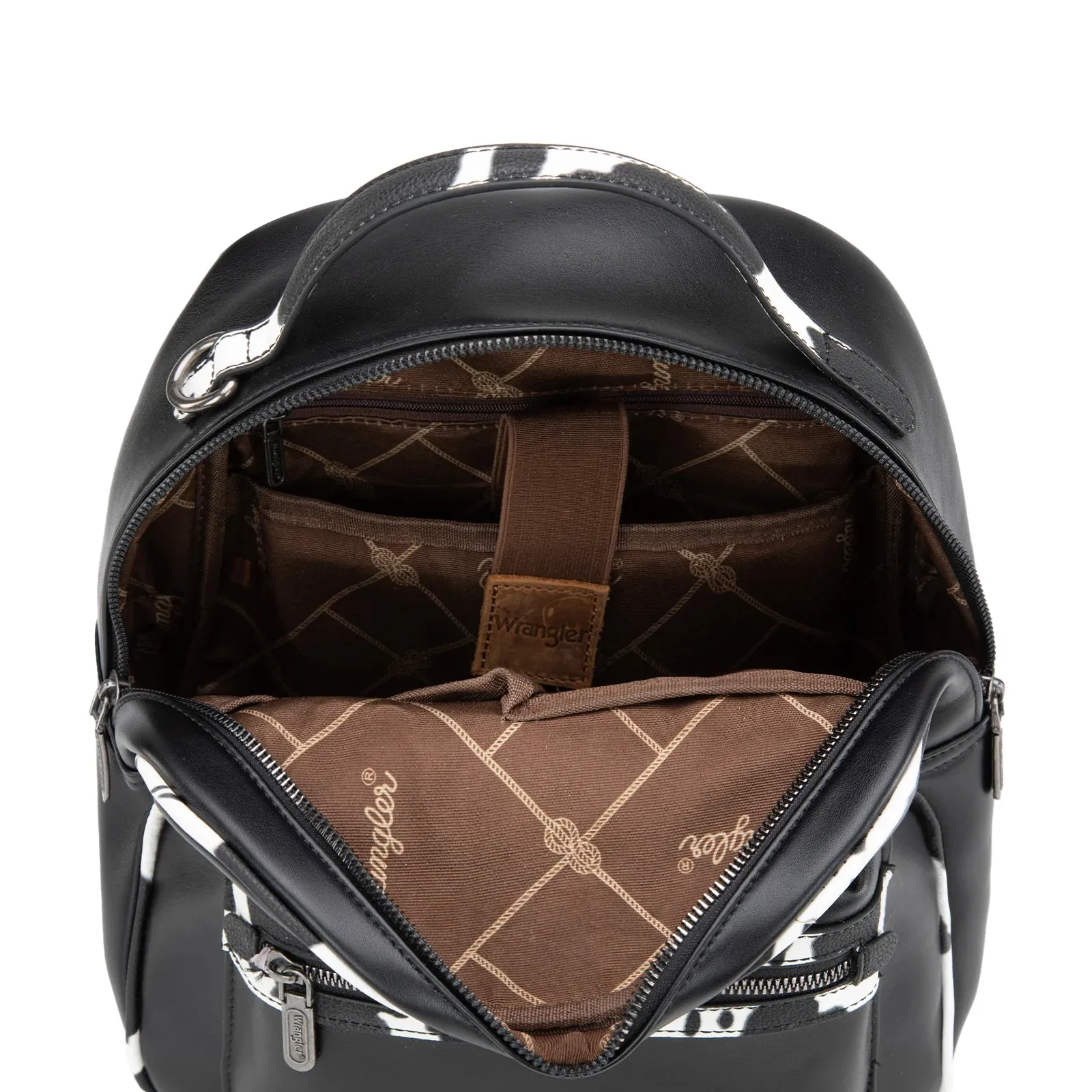 Wrangler Black Cow Print Backpack With Coin Pouch - WG102-8603BK