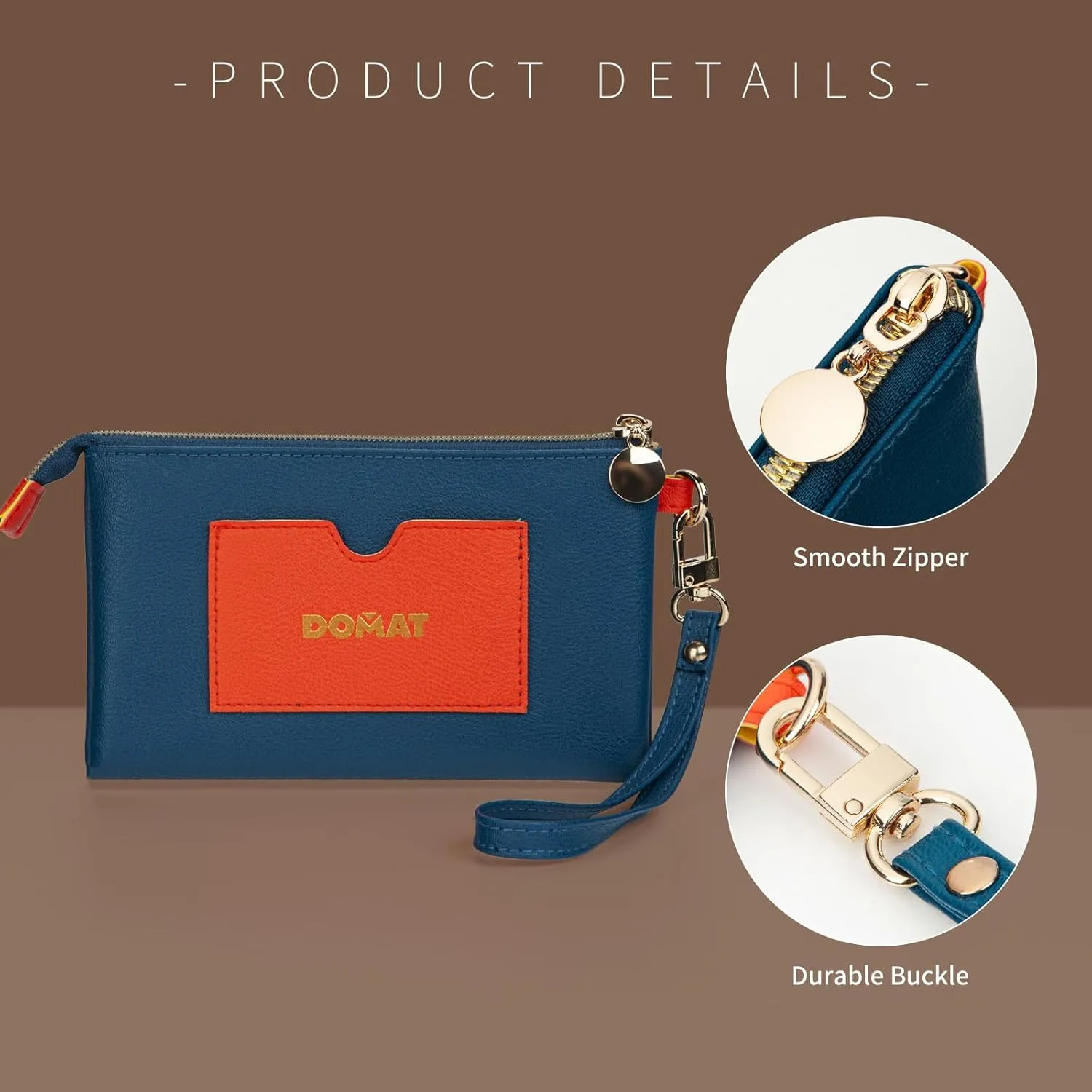Wristlet Clutch Purse for Girls,Cute Small Pouch Bag,Clutch wallet,Wrist lanyard for keys or charms. (Deep sea blue)