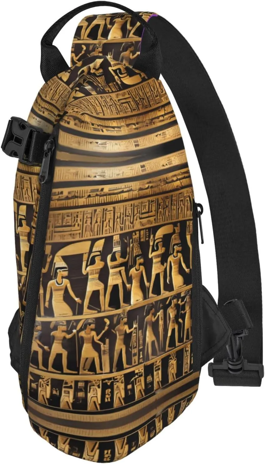 WURTON Egypts Hieroglyphics Print Crossbody Backpack Cross Pack Lightweight Sling Bag Travel, Hiking