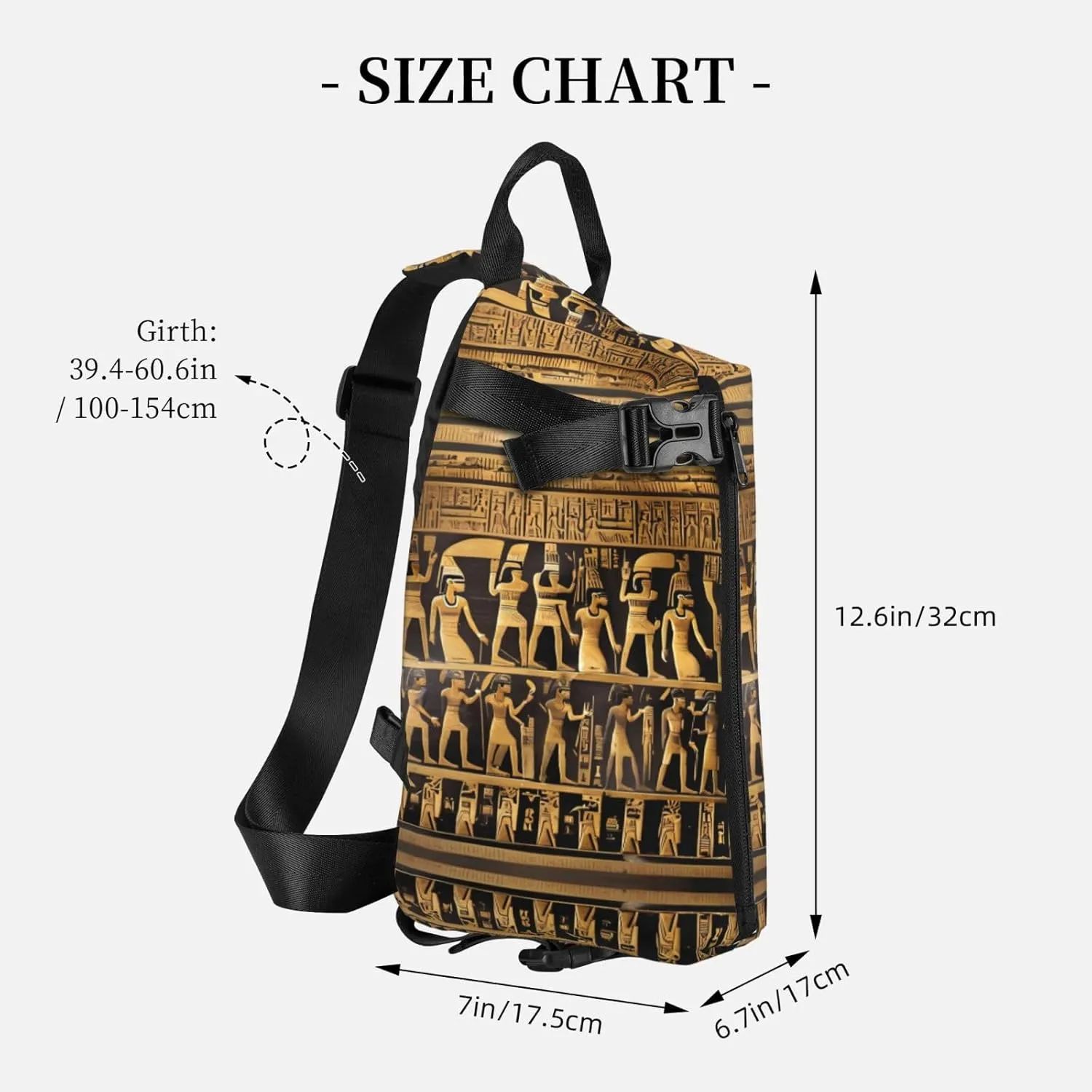 WURTON Egypts Hieroglyphics Print Crossbody Backpack Cross Pack Lightweight Sling Bag Travel, Hiking