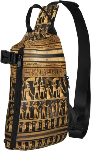 WURTON Egypts Hieroglyphics Print Crossbody Backpack Cross Pack Lightweight Sling Bag Travel, Hiking