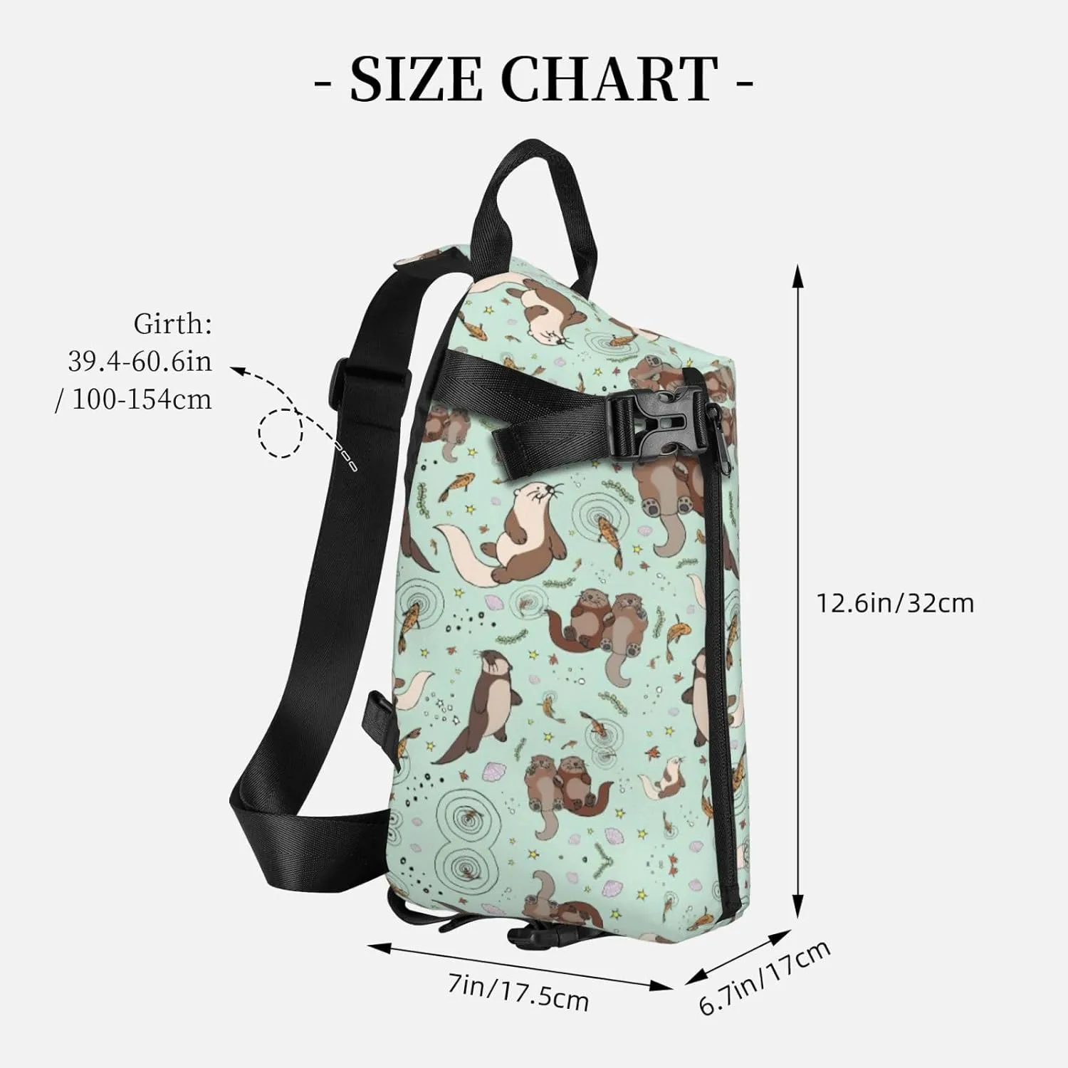 WURTON Otters Print Crossbody Backpack Cross Pack Lightweight Sling Bag Travel, Hiking