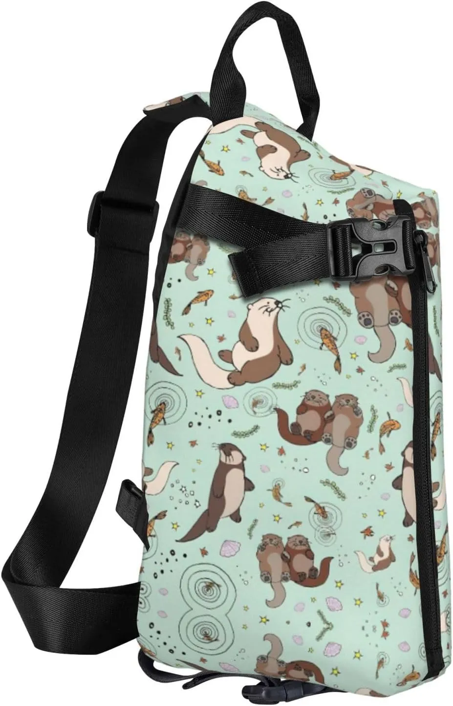 WURTON Otters Print Crossbody Backpack Cross Pack Lightweight Sling Bag Travel, Hiking