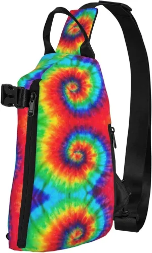 WURTON Tie Dye Hippies Print Crossbody Backpack Cross Pack Lightweight Sling Bag Travel, Hiking