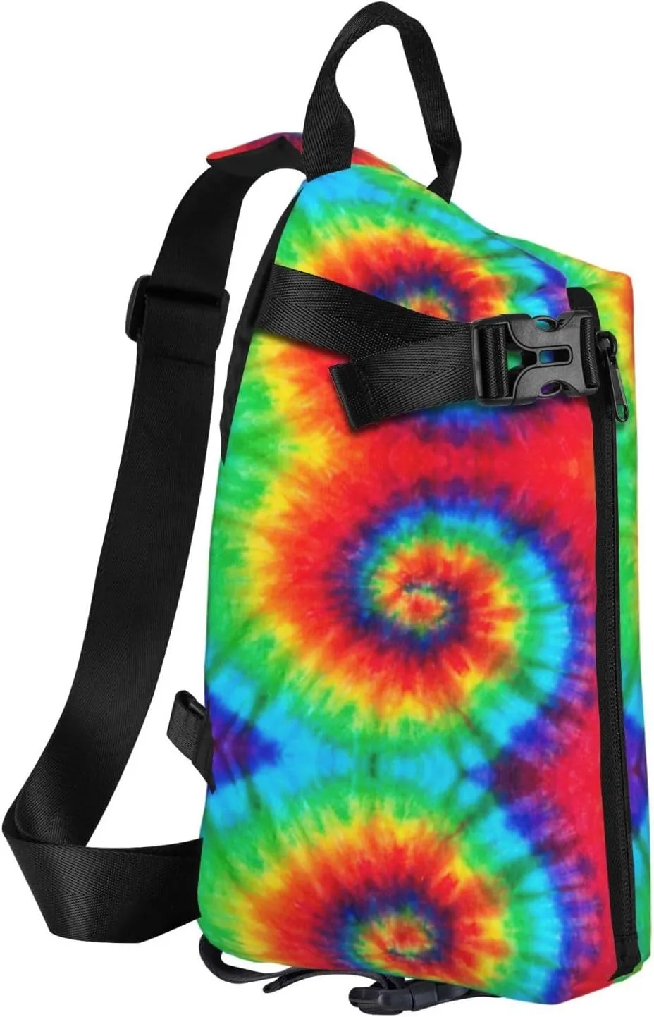 WURTON Tie Dye Hippies Print Crossbody Backpack Cross Pack Lightweight Sling Bag Travel, Hiking