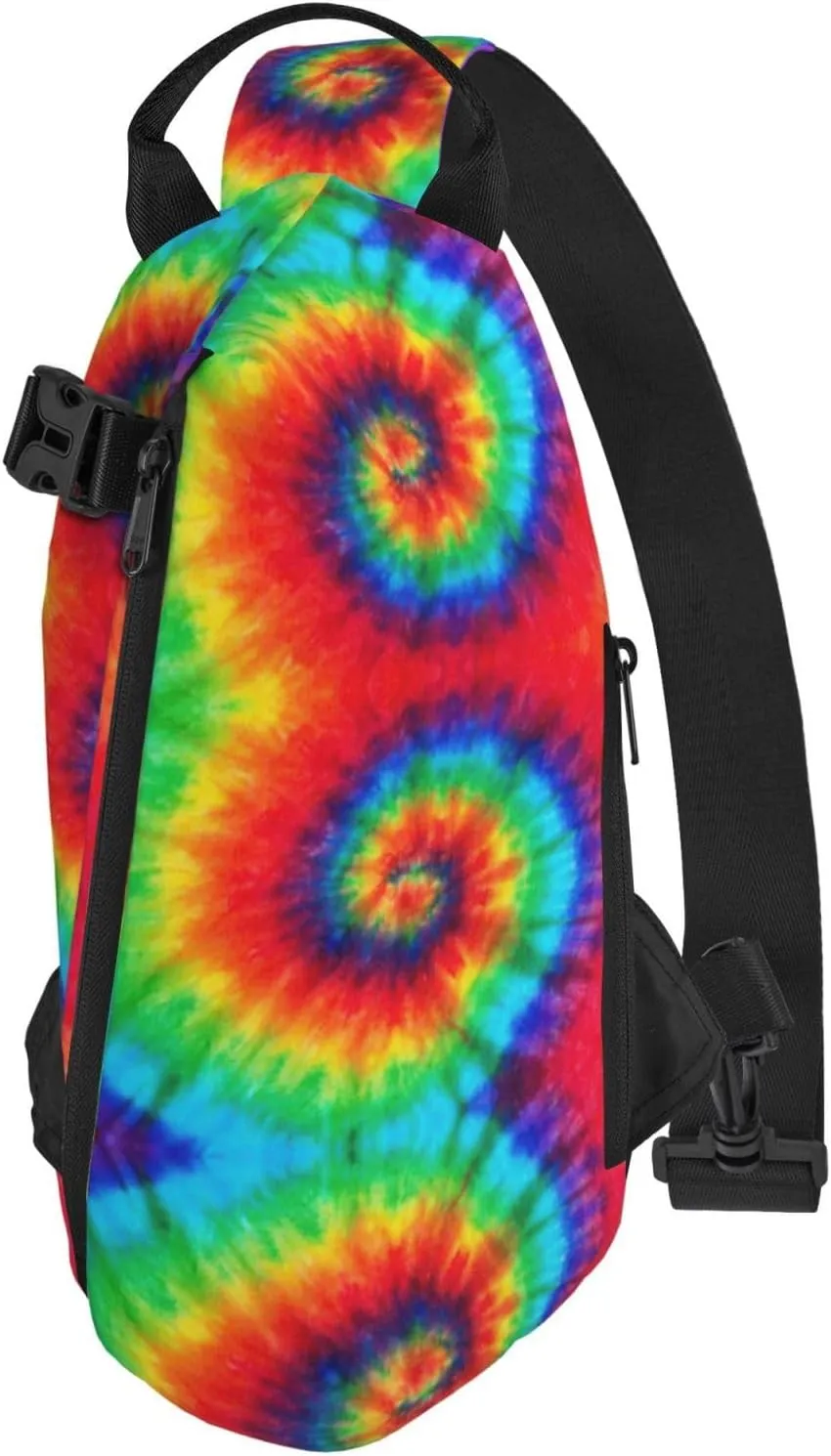 WURTON Tie Dye Hippies Print Crossbody Backpack Cross Pack Lightweight Sling Bag Travel, Hiking