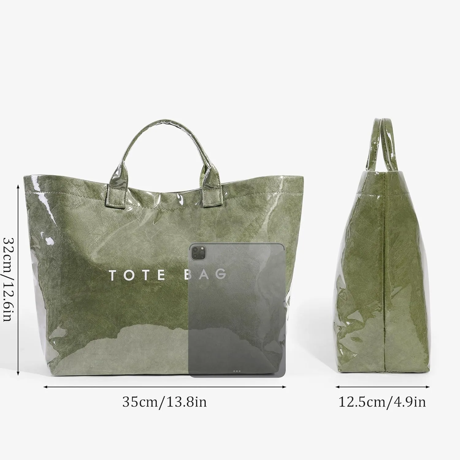 YFGBCX PVC Tote Bag for Women,Leopard Print Purse, Cheetah Letter Print Tote Handbag Clear PVC Carry All Bag Hobo Handbag