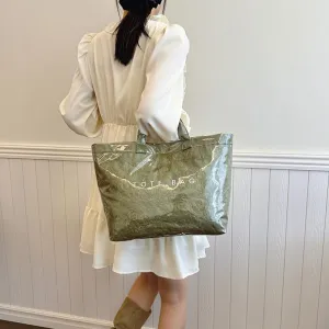 YFGBCX PVC Tote Bag for Women,Leopard Print Purse, Cheetah Letter Print Tote Handbag Clear PVC Carry All Bag Hobo Handbag