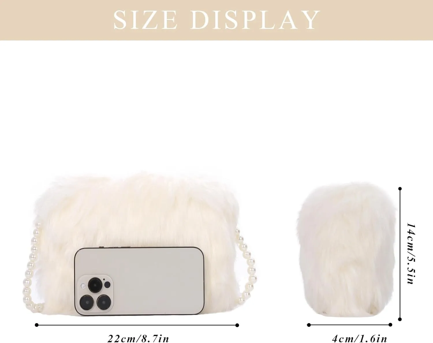 Ynport Faux Fur Bag for Women Fuzzy Evening Clutch Fluffy Feather Shoulder Purse Small Cute Furry Phone Crossbody Handbags