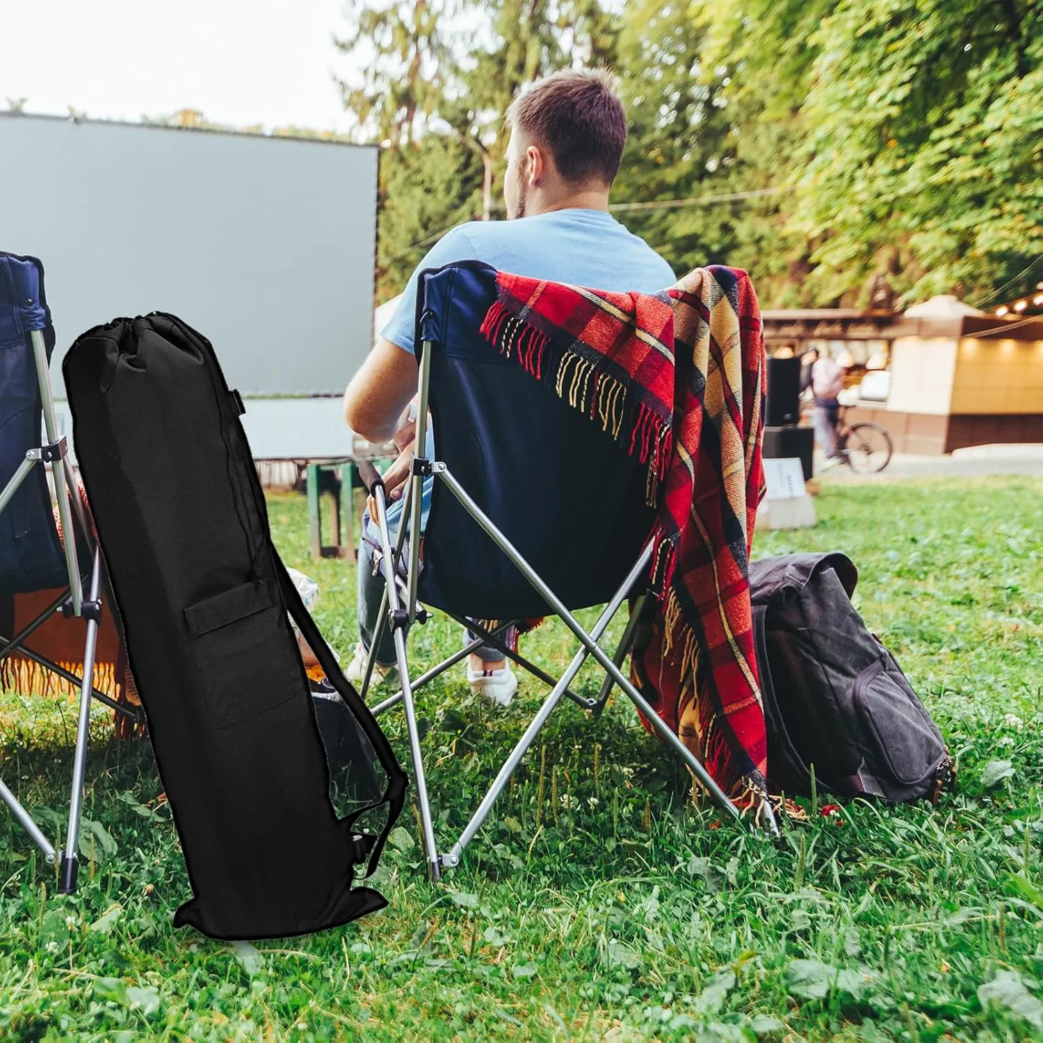 YOKIVE 900D Camp Chair Replacement Bags, Oxford Camping Carry Bag with Side Pocket | Store Portable Fold-Up Camping Chair Great for Camping Black (47")