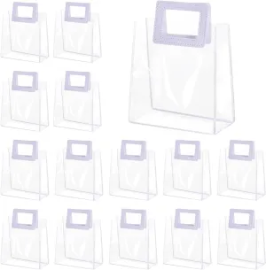 Yolyoo 15 Pack Clear Gift Bags with White Handles Transparent PVC Gift Wrap Bags Plastic Tote Bags Reusable Shopping Bags for Bridal Party,Wedding,Baby Shower,Birthday Party 7 x 8 x 4 Inch (7 x 8 x 4