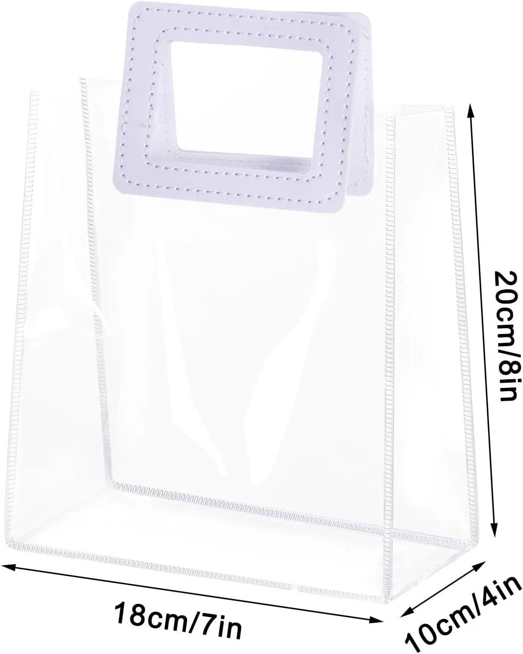 Yolyoo 15 Pack Clear Gift Bags with White Handles Transparent PVC Gift Wrap Bags Plastic Tote Bags Reusable Shopping Bags for Bridal Party,Wedding,Baby Shower,Birthday Party 7 x 8 x 4 Inch (7 x 8 x 4