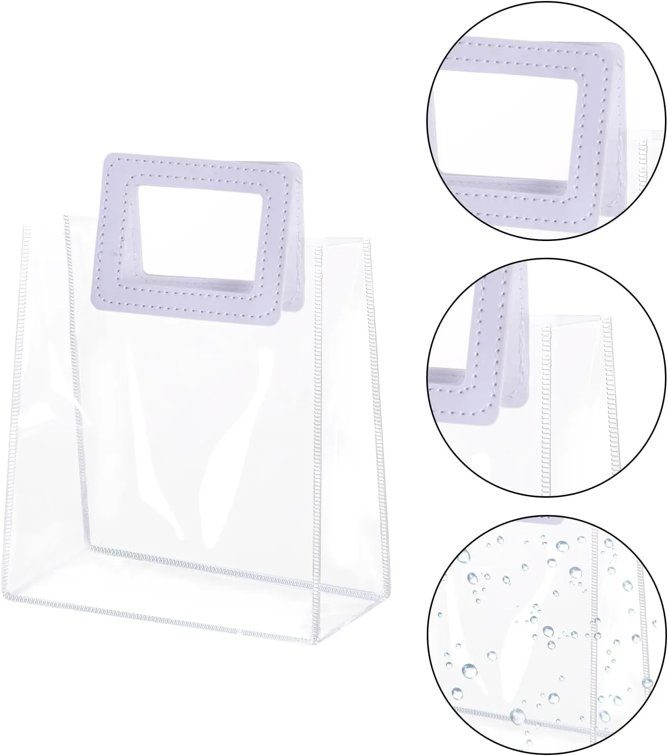 Yolyoo 15 Pack Clear Gift Bags with White Handles Transparent PVC Gift Wrap Bags Plastic Tote Bags Reusable Shopping Bags for Bridal Party,Wedding,Baby Shower,Birthday Party 7 x 8 x 4 Inch (7 x 8 x 4