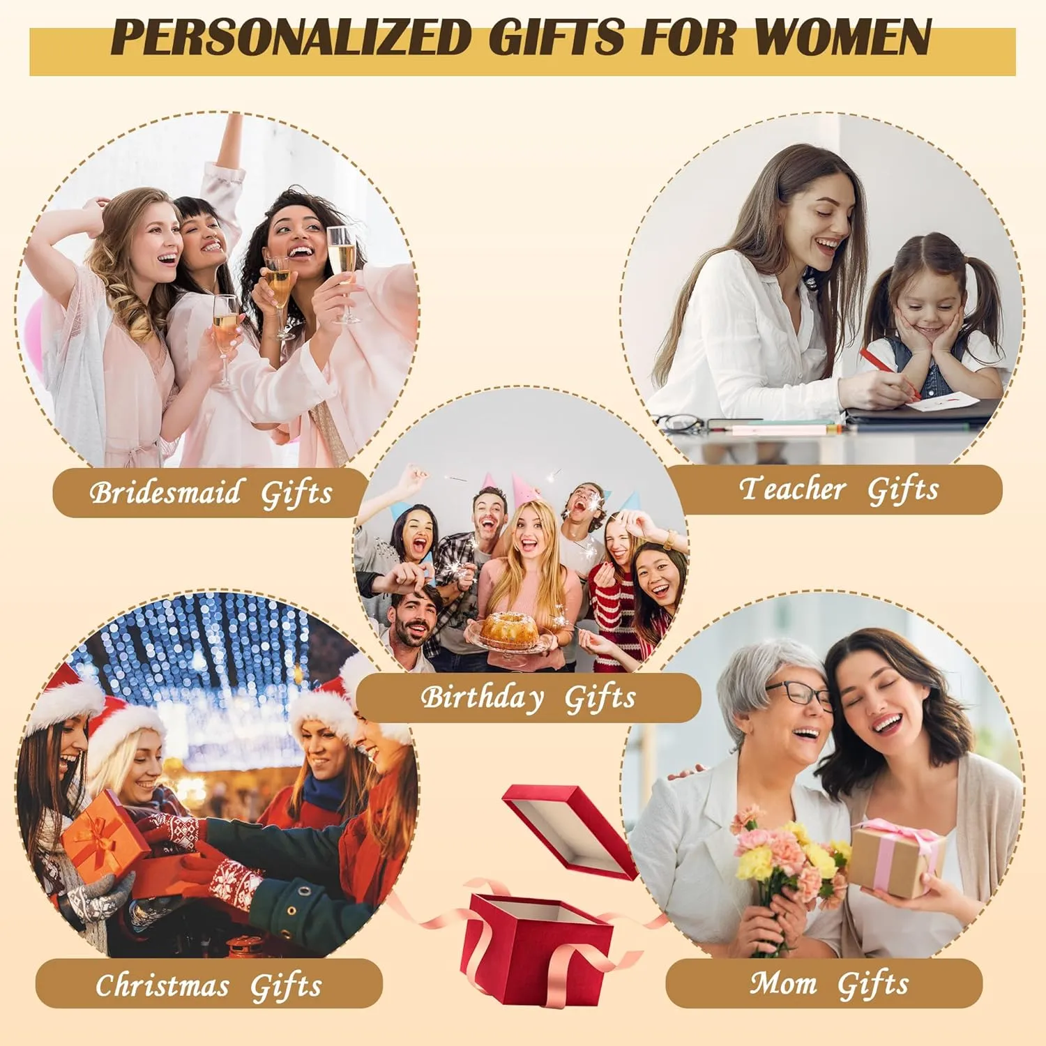 YOOLIFE Gifts for Women - Initial Jute Tote Bag & 2 Makeup Bags Personalized Birthday Gifts for Women Her Teacher Mom Friend