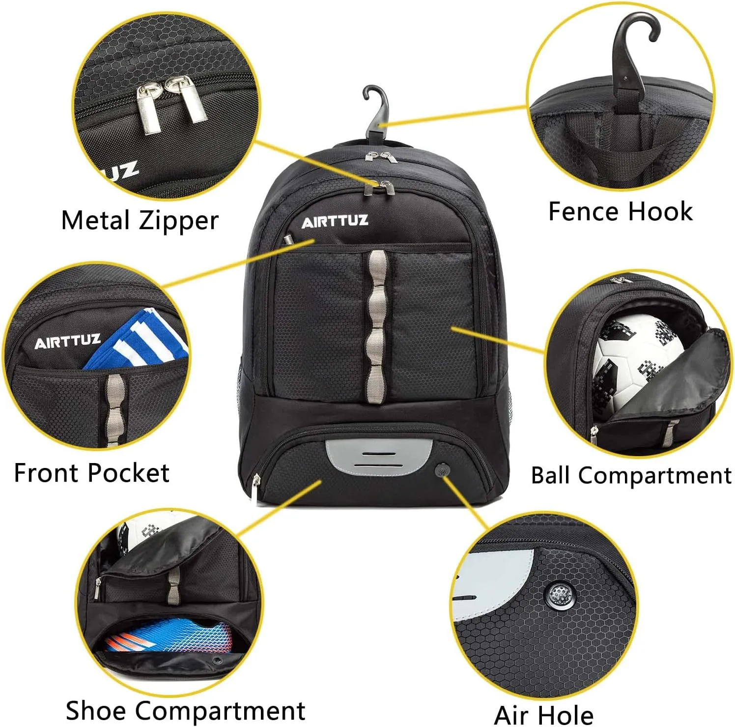 Youth Soccer Bag Outdoor Sport Backpack for Soccer, Basketball,Volleyball with Shoes and Ball Compartment.