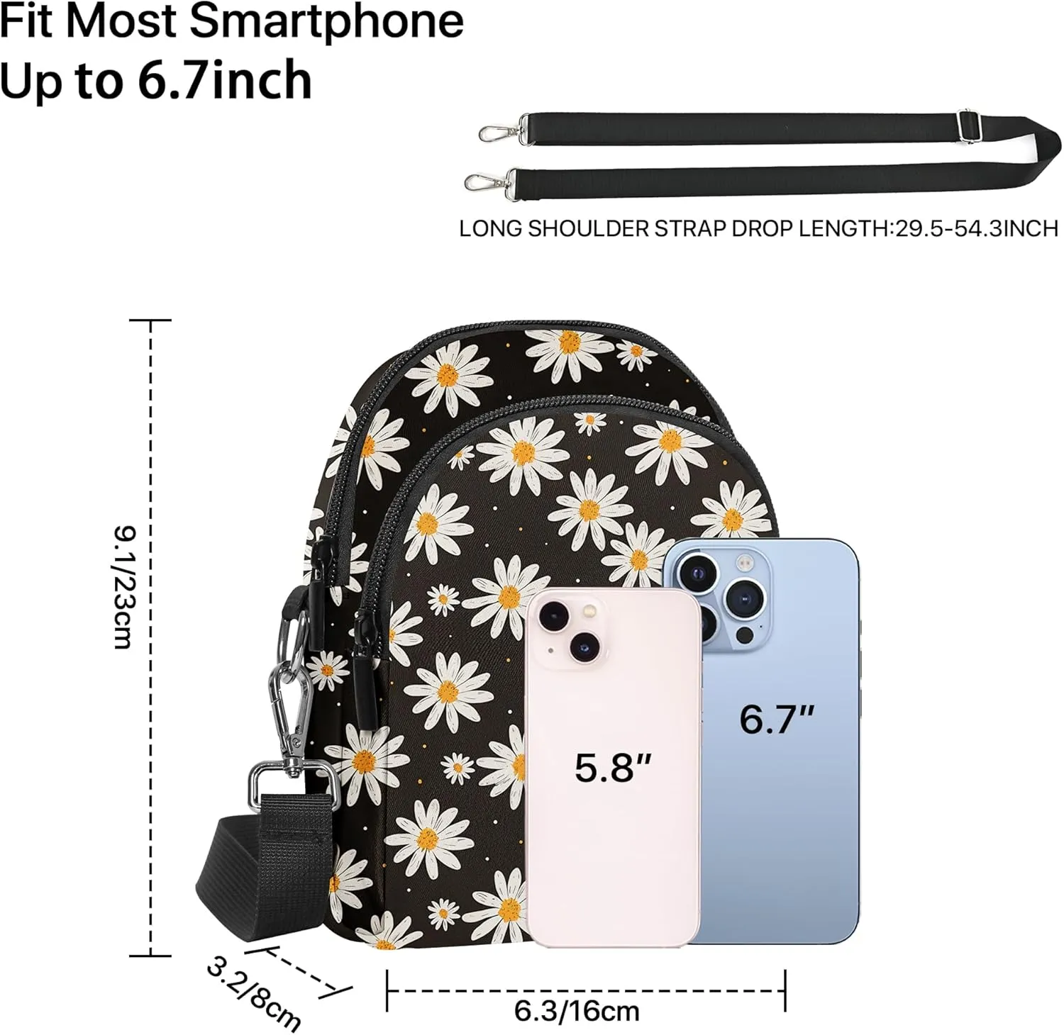 Yrebyou Small Crossbody Bags for Women Casual Cell Phone Purse Waterproof Over Shoulder Handbag with Card Slots
