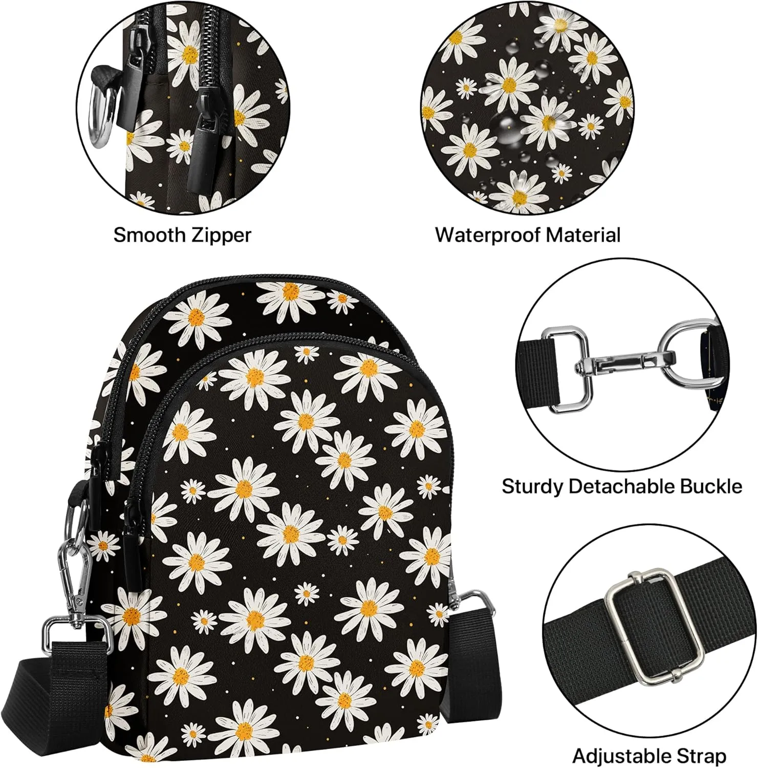 Yrebyou Small Crossbody Bags for Women Casual Cell Phone Purse Waterproof Over Shoulder Handbag with Card Slots