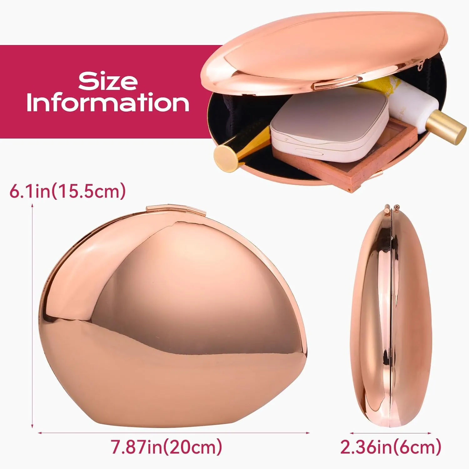 YYW Evening Clutch Purse for Women Metal Reflective Shoulder Bag Unique Handbag for Wedding Party Prom
