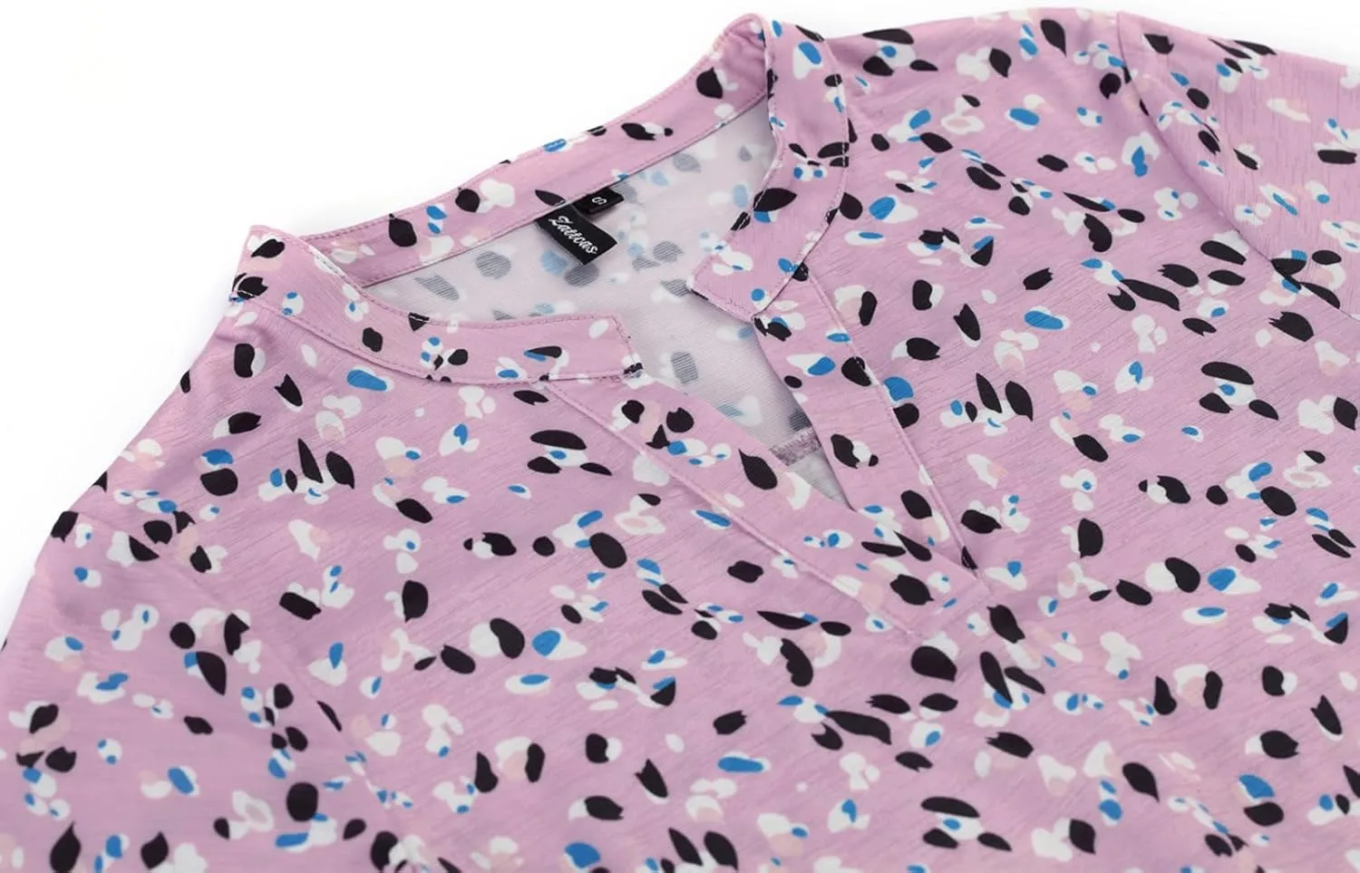 Zattcas Womens Floral Printed Tunic Shirts 3/4 Roll Sleeve Notch Neck Tunic Top
