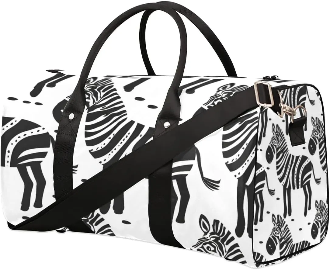 Zebra African Animal Travel Duffel bag for Men Women Weekender Overnight Bag Gym Bag Carry On Luggage Bags for Yoga Workout Sports