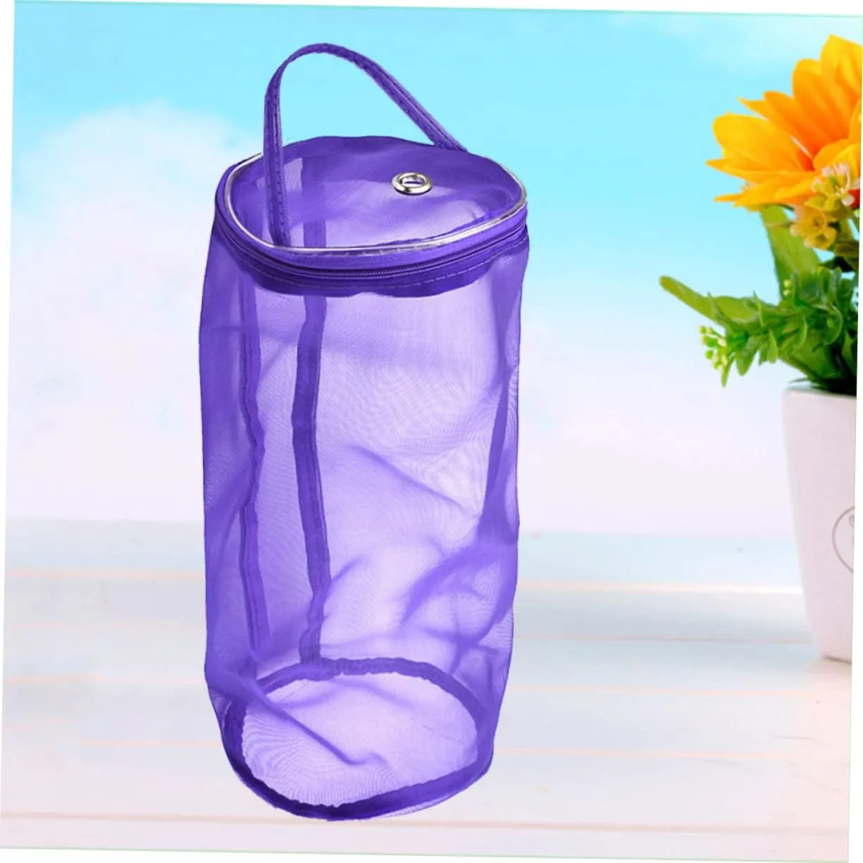 Zerodeko Travel Bag Travel Storage Bag Para Guardar Tote Organizer Empty Yarn Container Tote Bag with Zipper Purple Handbag Bracket Storage Box Portable Gauze Bag