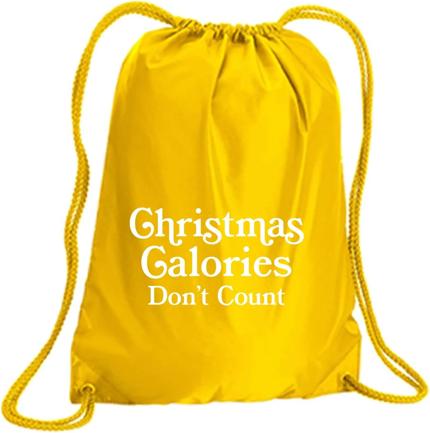 zerogravitee Christmas Calories Don't Count Cinch Pack in Bright Yellow - Large 17x20