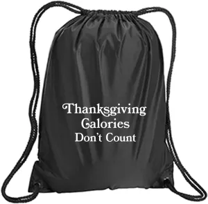 zerogravitee Thanksgiving Calories Don't Count Cinch Pack in Black - Small 14x18