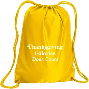 zerogravitee Thanksgiving Calories Don't Count Cinch Pack in Bright Yellow - Small 14x18
