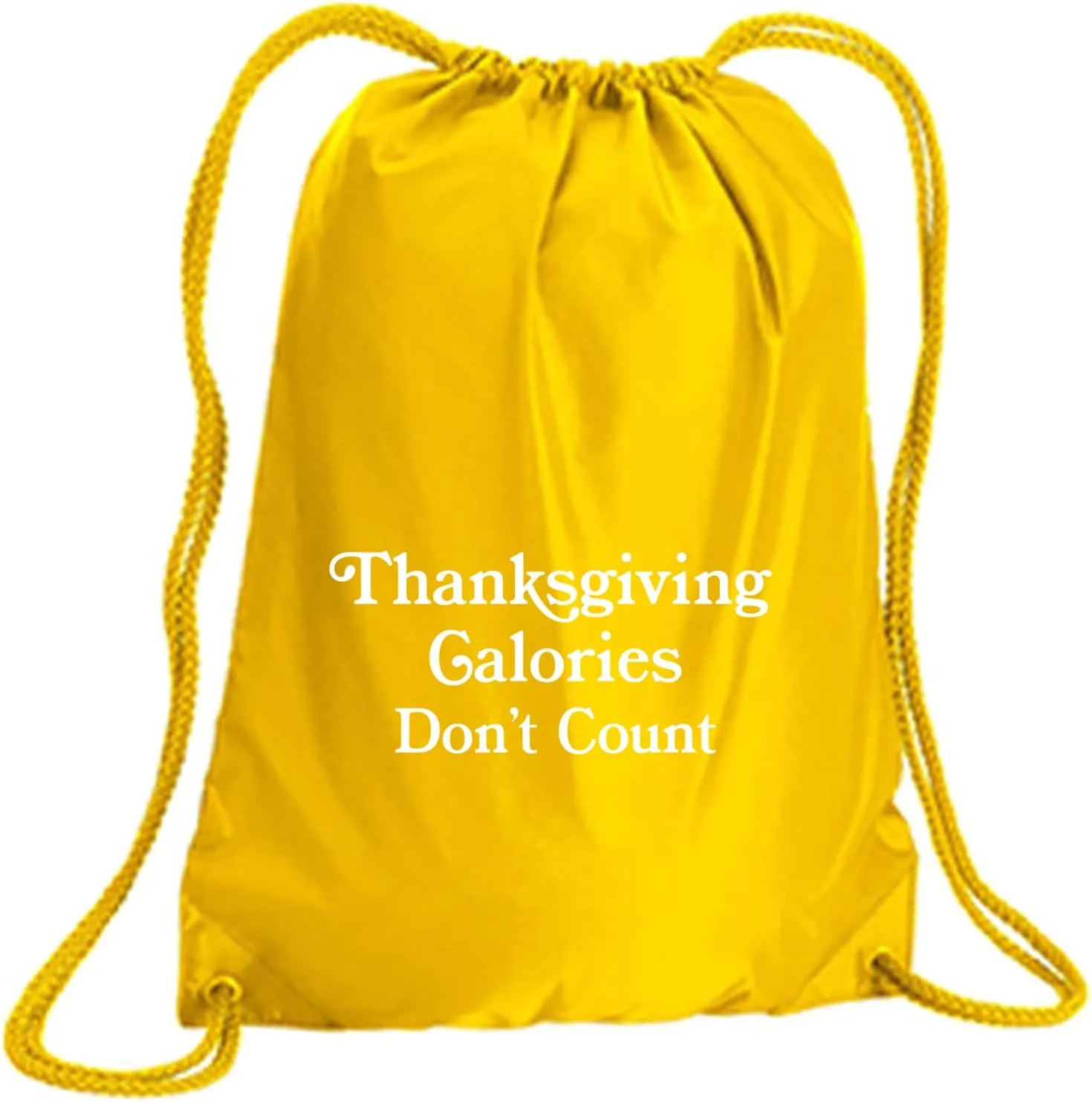 zerogravitee Thanksgiving Calories Don't Count Cinch Pack in Bright Yellow - Small 14x18