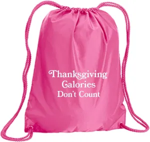 zerogravitee Thanksgiving Calories Don't Count Cinch Pack in Hot Pink - Small 14x18